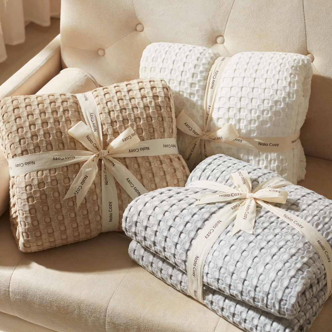 Breeze Cooling Waffle Blanket | Bamboo Cotton Blanket for Hot